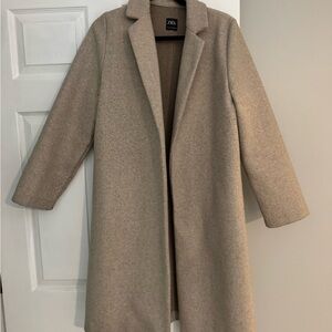 Zara Beige Wool-Blend Single-Breasted Trench Coat